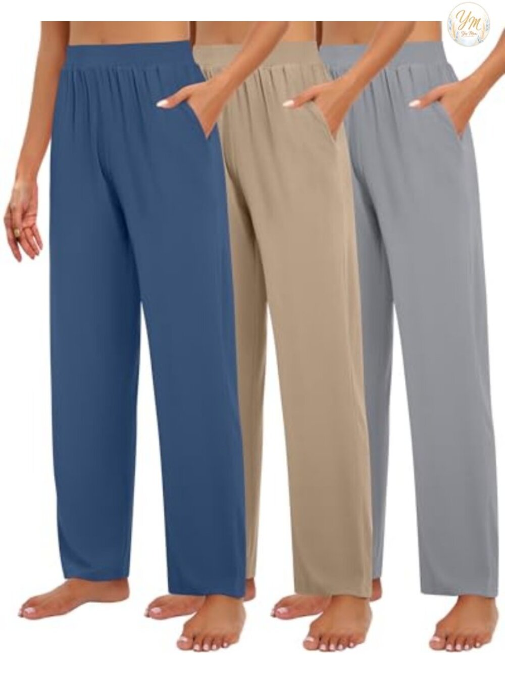 3 Pack Women's Lounge Pants Wide Leg Sweatpants with Pockets